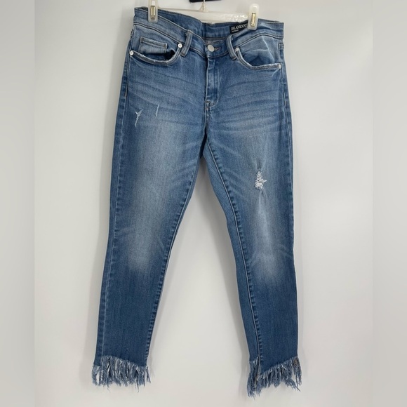 Blanknyc The Reade Skinny Classique Jeans rayed Blue Distress Fringe Hem Size 28 - Picture 2 of 10